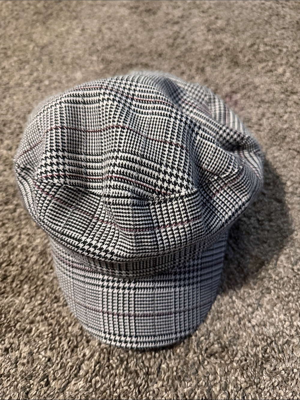 Plaid Newsboy Cap - Black and White Check